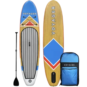 10'10" Woodgrain Voyager Inflatable SUP Package