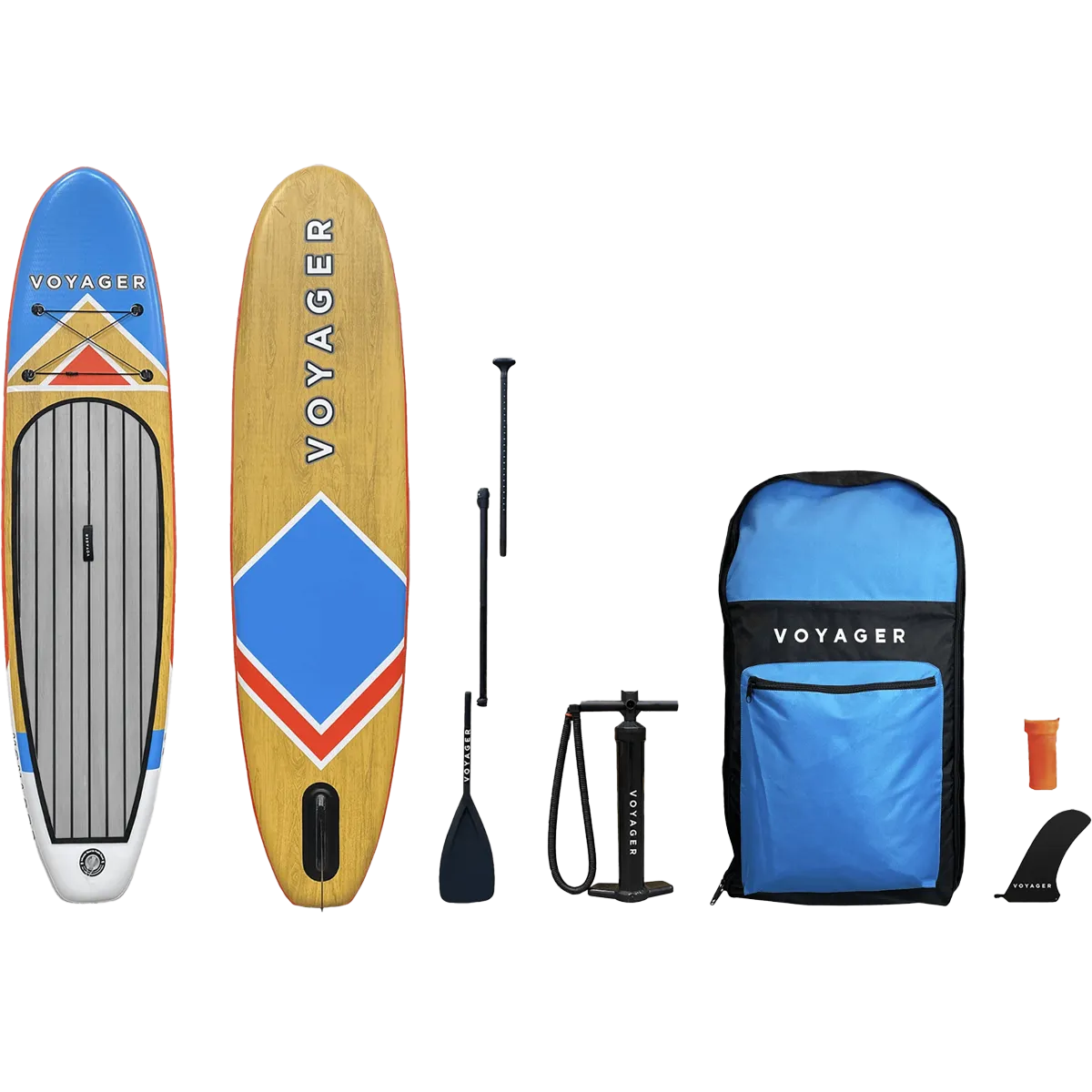 10'10" Woodgrain Voyager Inflatable SUP Package