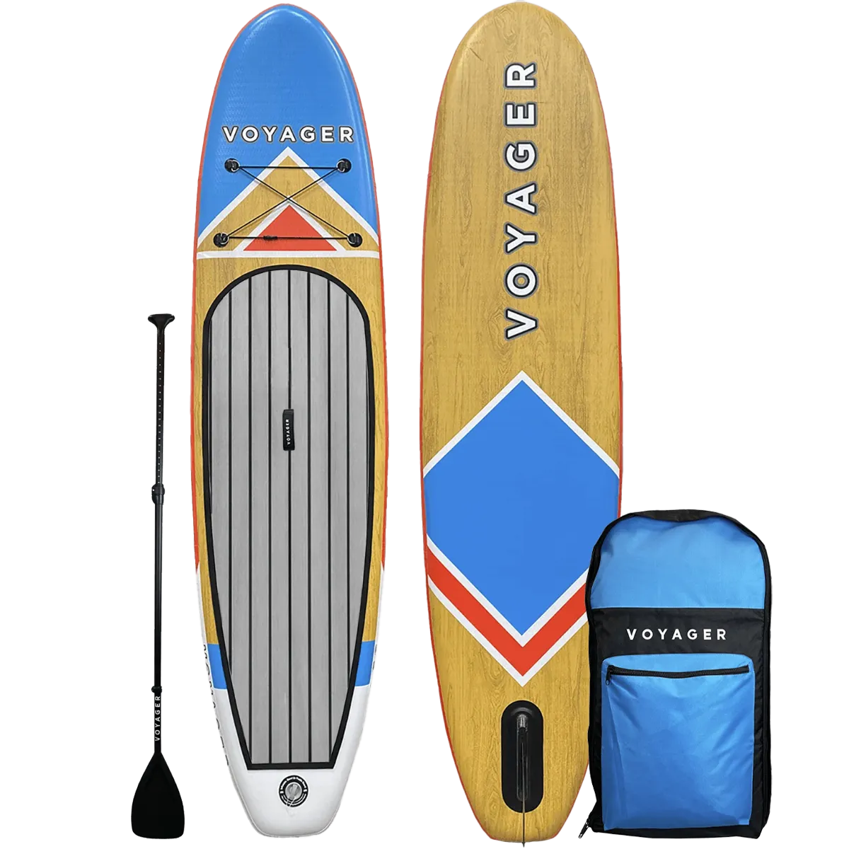 10'10" Woodgrain Voyager Inflatable SUP Package