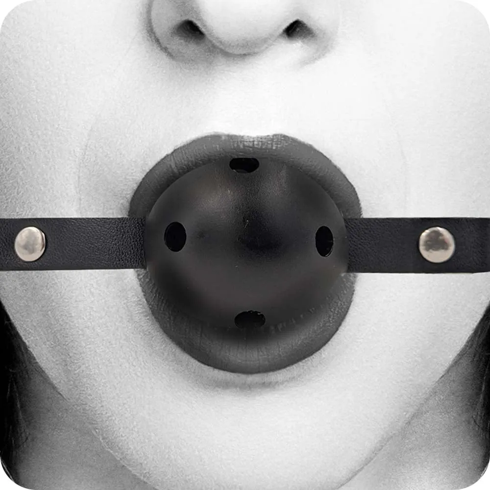 Breathable Black and White Ball Gag - Adjustable and Comfortable 