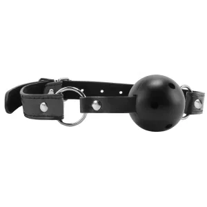 Breathable Black and White Ball Gag - Adjustable and Comfortable 