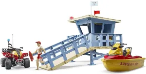 Bruder Life Guard Station with Quad, Personal Water Craft and Lifeguard Action Figure