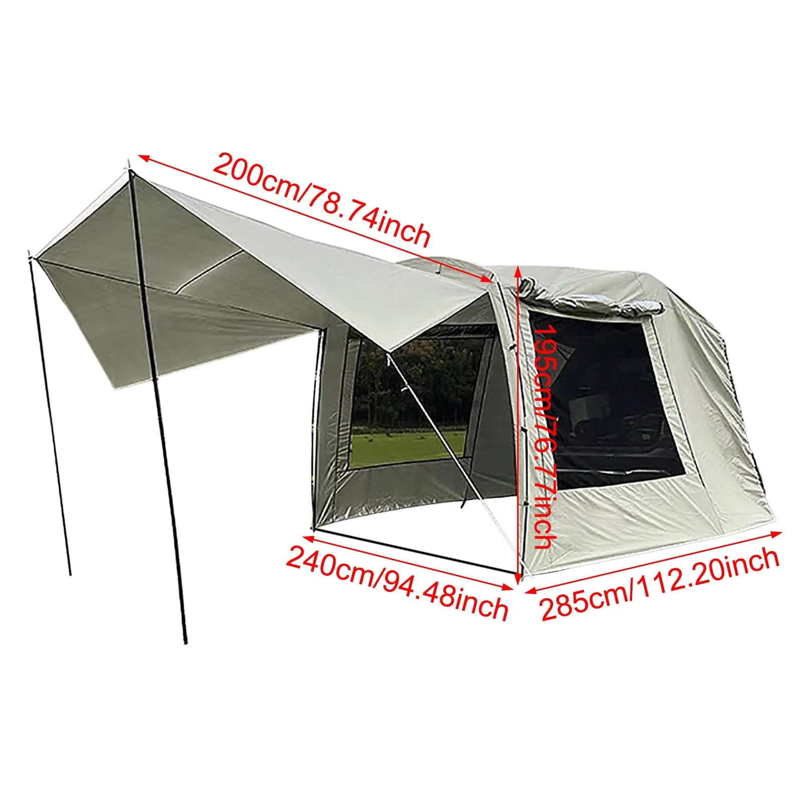 Car Rear Tent Extension Waterproof / Trailer Tent Camping Shelter Canopy / Car Trunk Tent for Outdoor Tour Barbecue Picnic