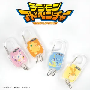 Digimon Adventure Acrylic Carabiner Keychain Set featuring Agumon, Gabumon, Patamon, and Gatomon - Perfect for Collectors!