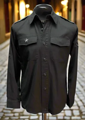 GUERRILLA ARMY SHIRT - BLACK COTTON W/ GREY