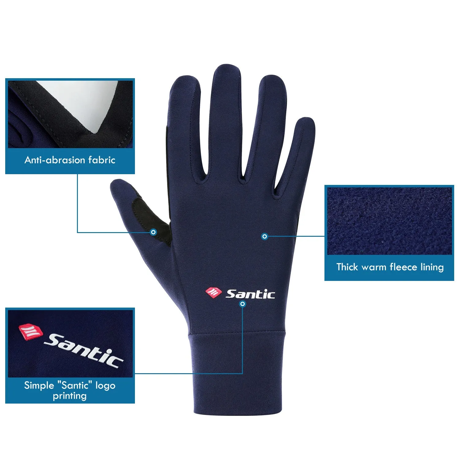 Santic Dorin Navy Men Women Cycling Gloves