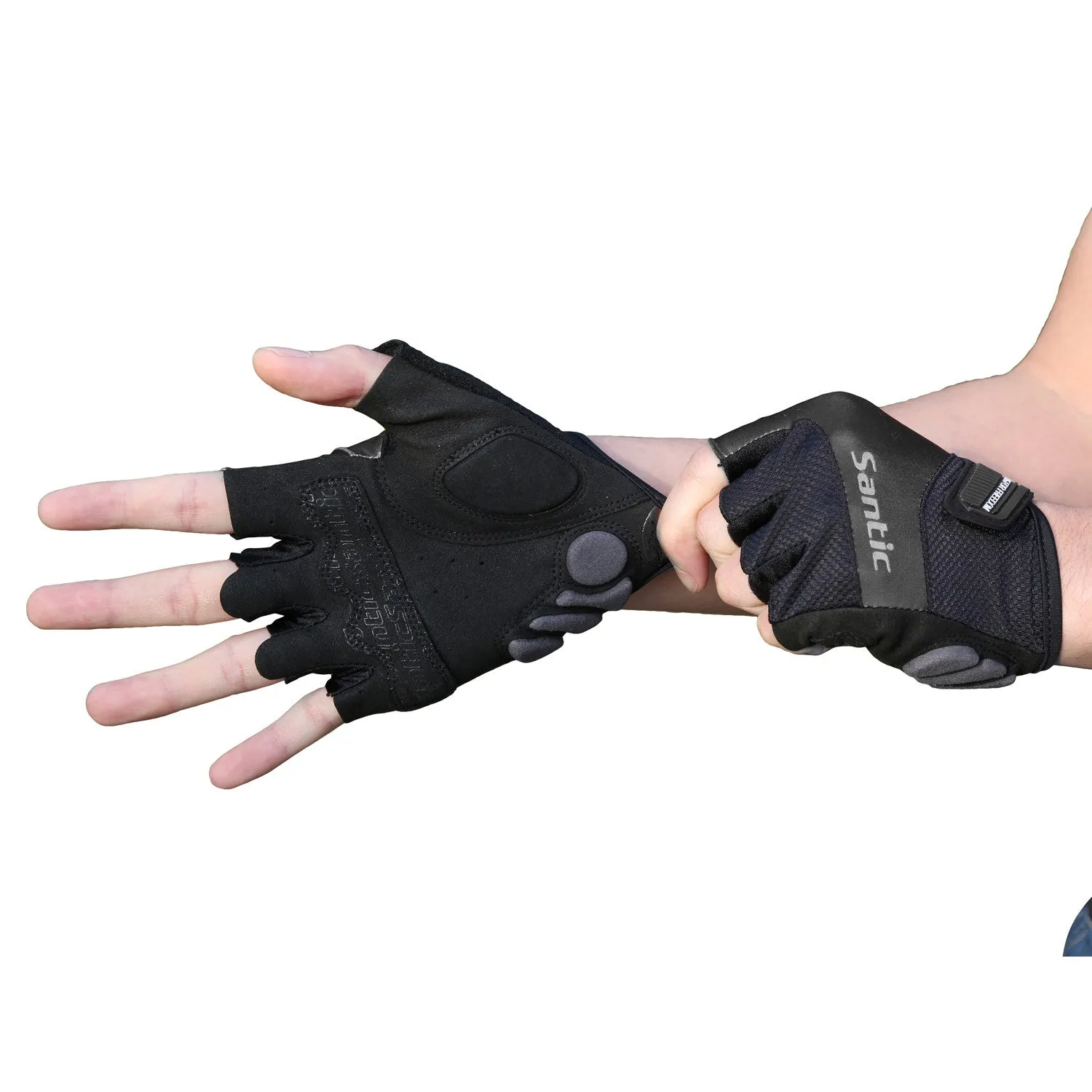 Santic Java Men Cycling Gloves Half Finger – Black