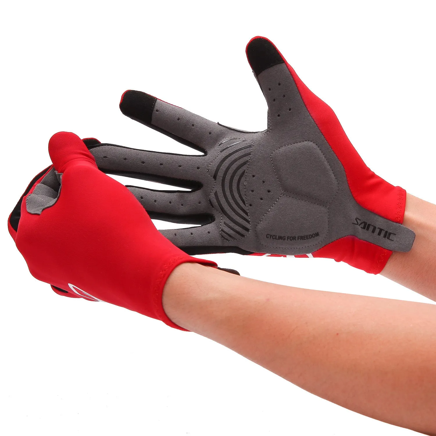 Santic Lance Men Red Cycling Gloves Full Finger