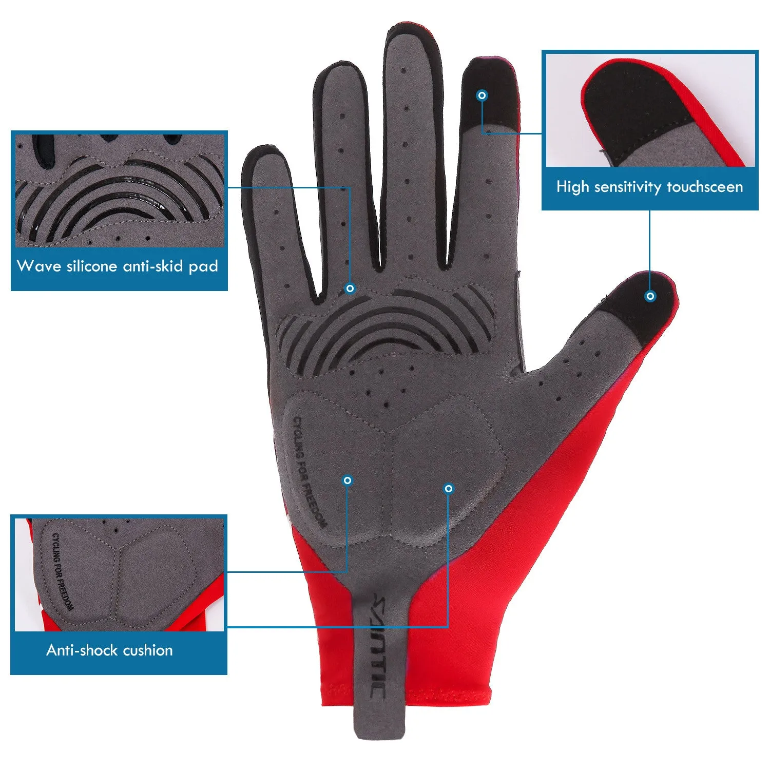 Santic Lance Men Red Cycling Gloves Full Finger